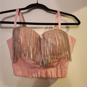 Bustier top with beaded sling